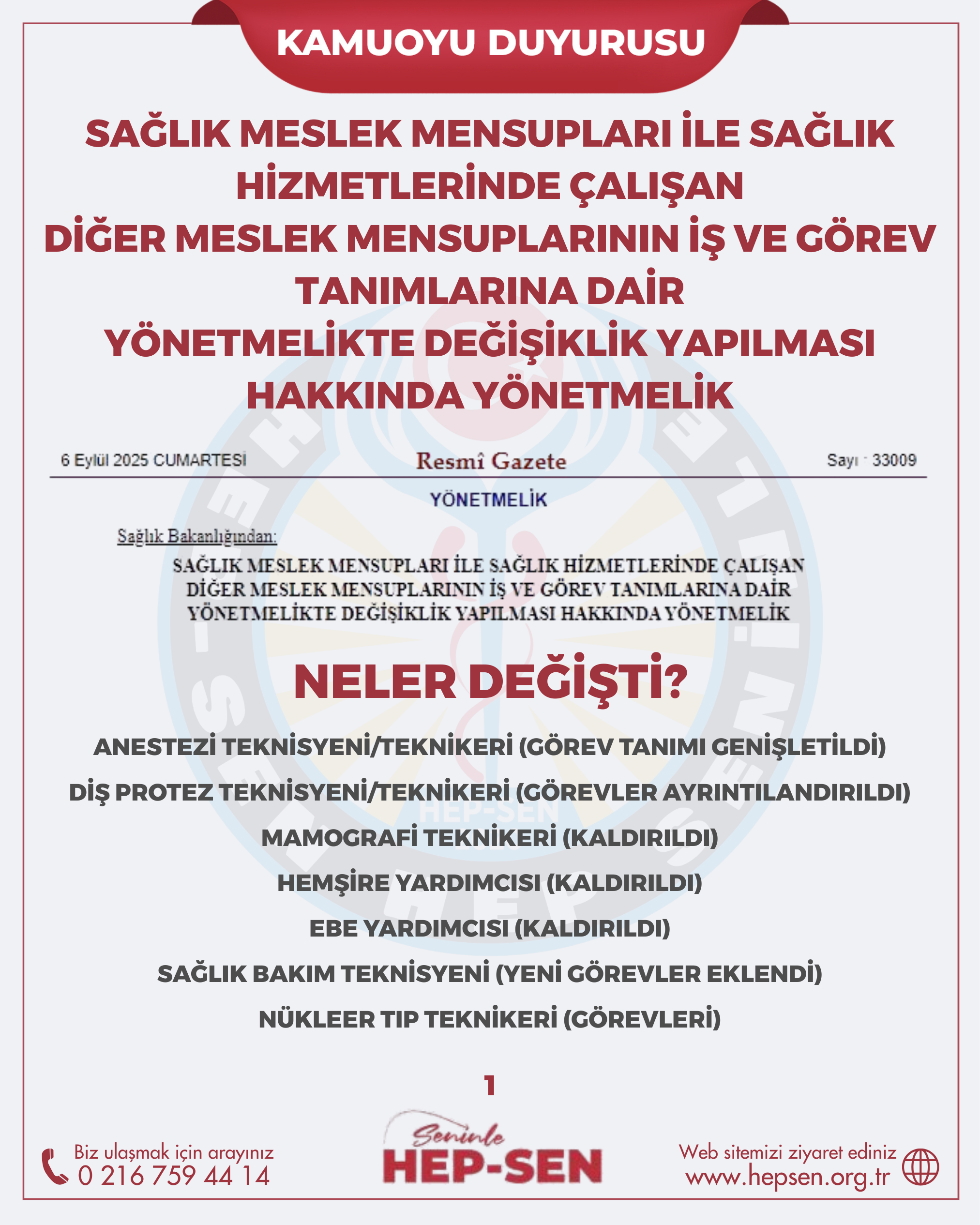 Sağlık Meslek Mensuplarının Görev Tanımlarında Önemli Değişiklikler 06.09.2025